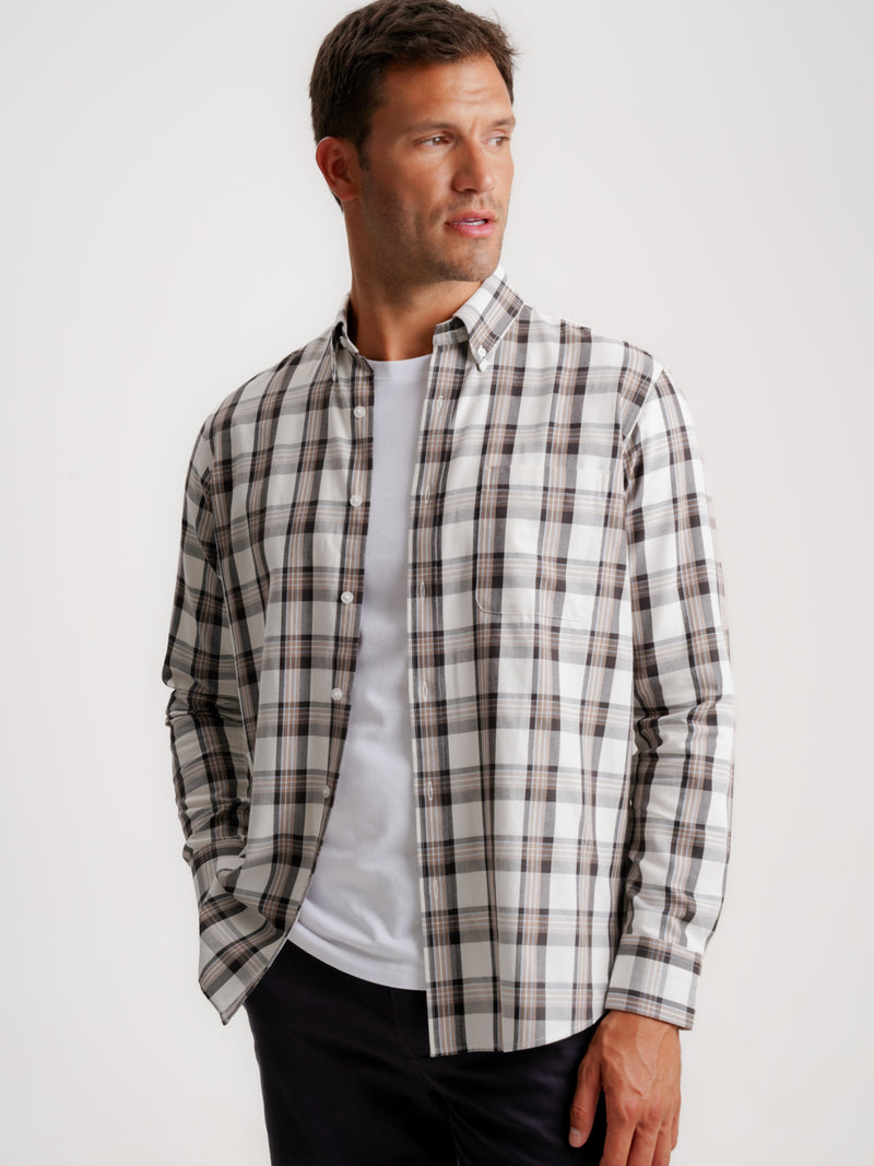 Camisa Regular Fit Flanela Bege