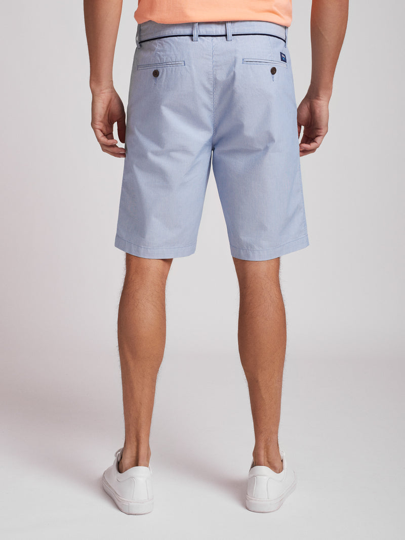 Pantalones chinos a rayas de algodón azul y blanco