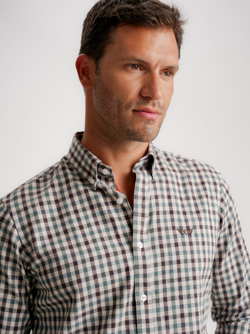 Camisa Regular Fit Franela Marrón