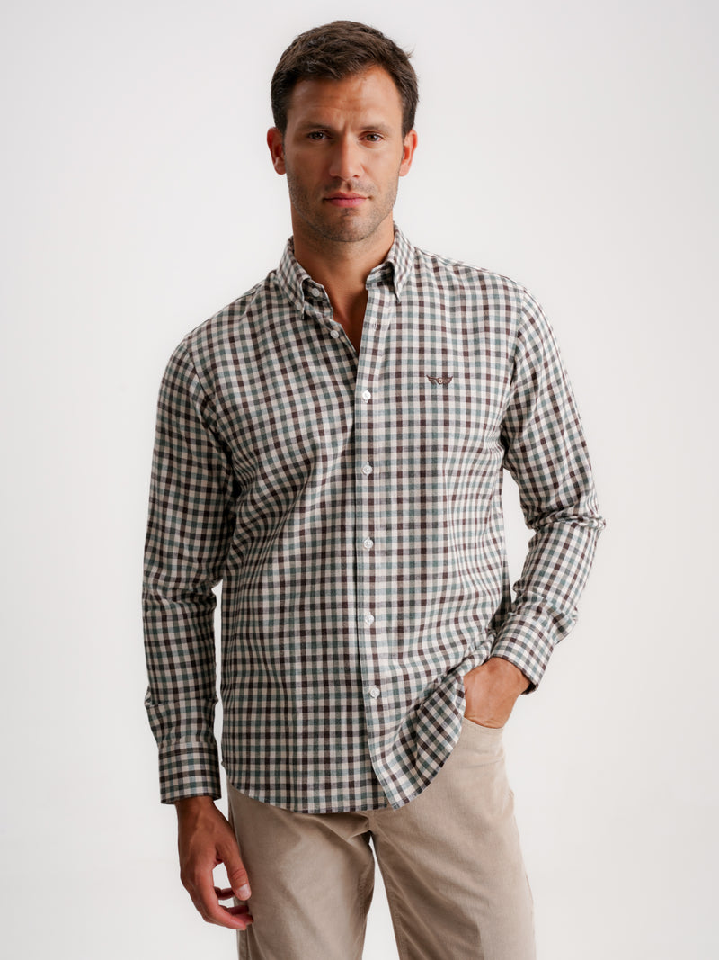 Camisa Regular Fit Franela Marrón