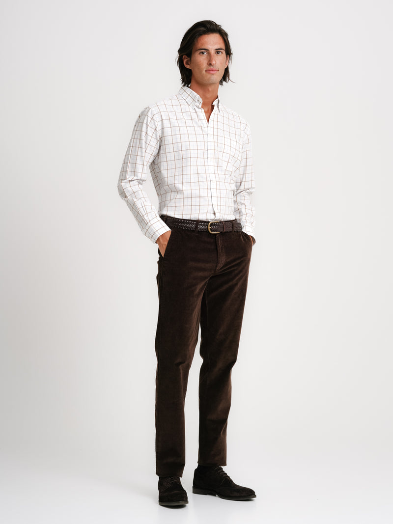 Regular Fit Brown Bombazine Trousers