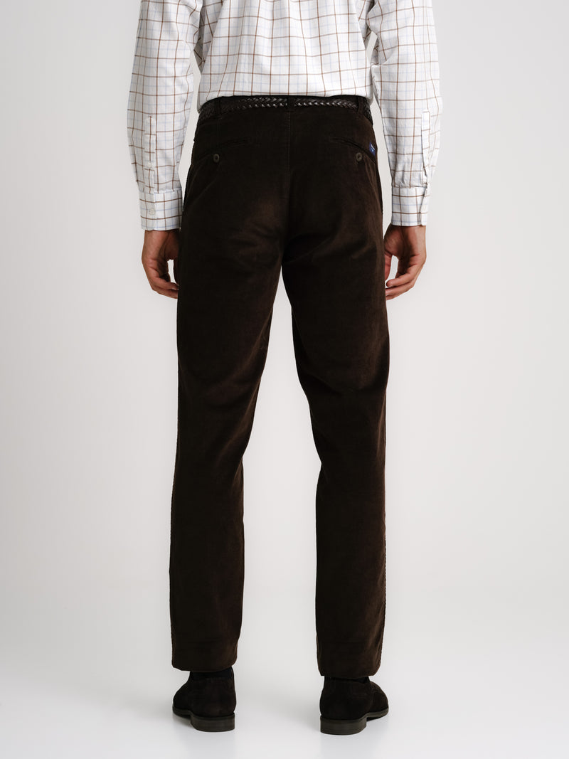 Regular Fit Brown Bombazine Trousers