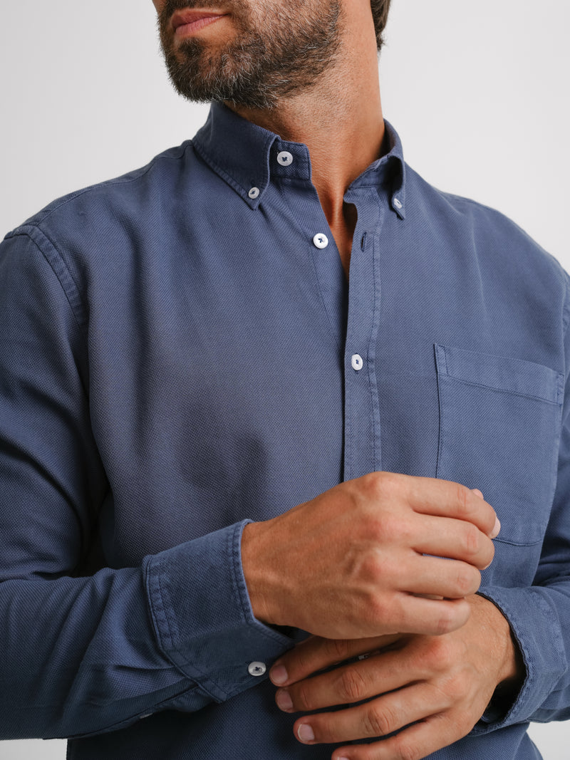 Regular Fit Structured Shirt Blue