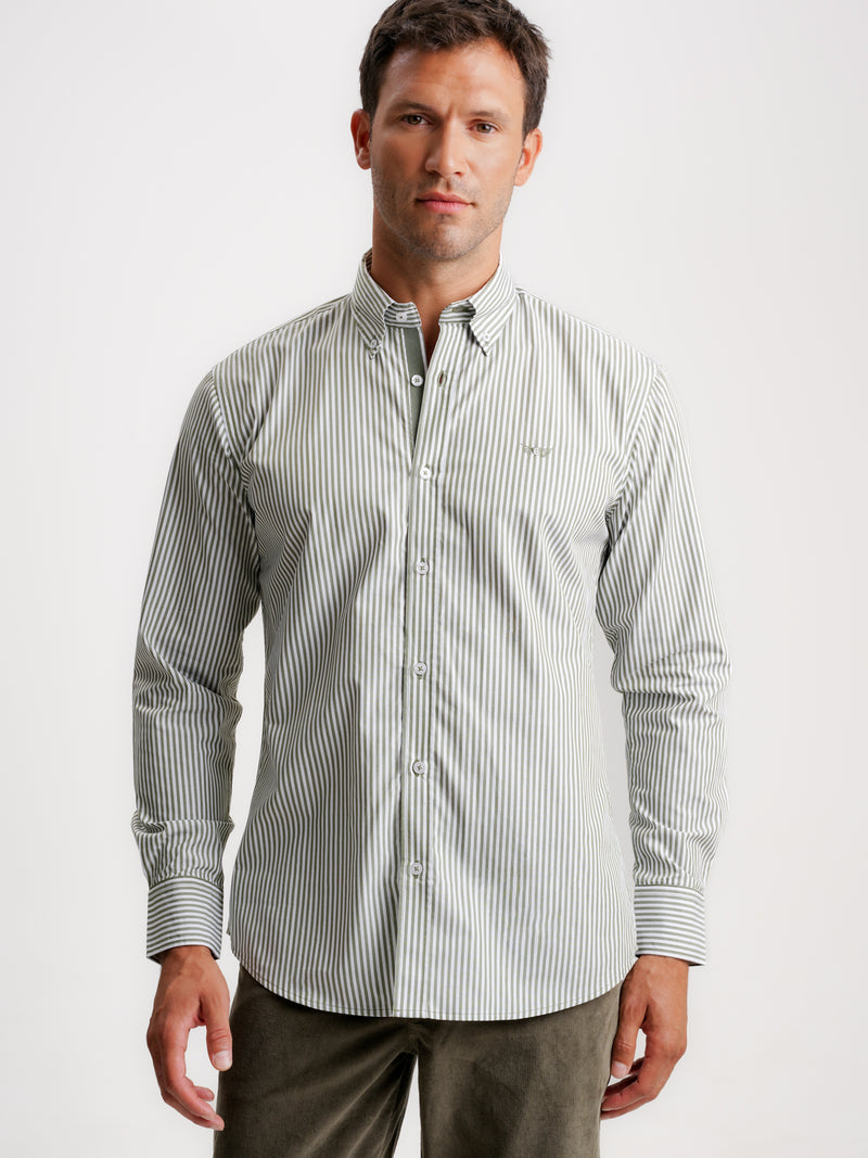 Regular Fit Poplin Shirt Green