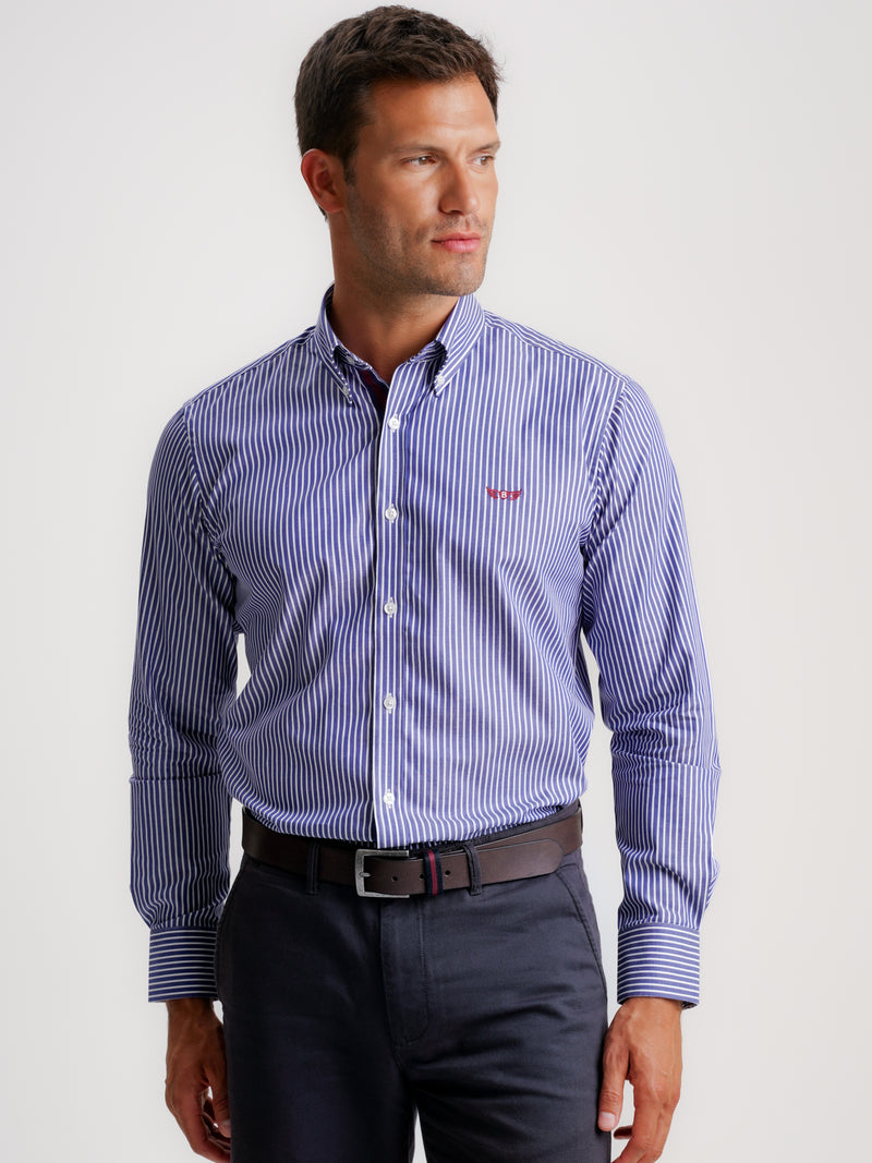 Camisa Regular Fit Oxford Azul