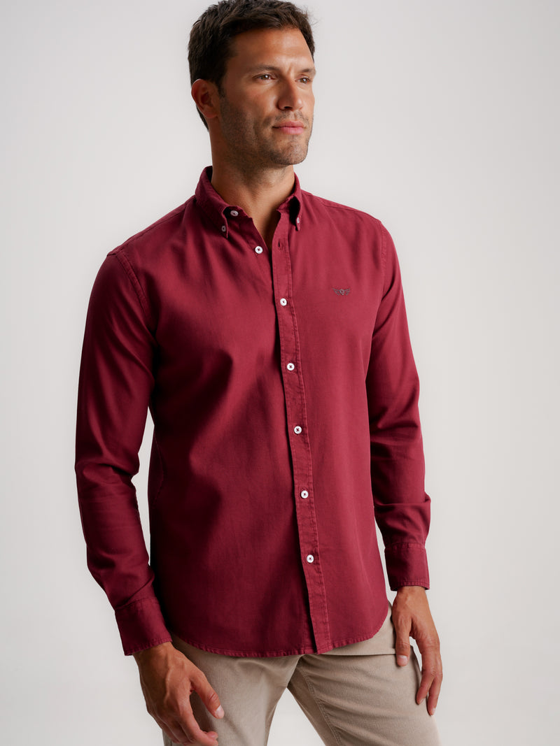 Chemise coupe classique structurée bordeaux