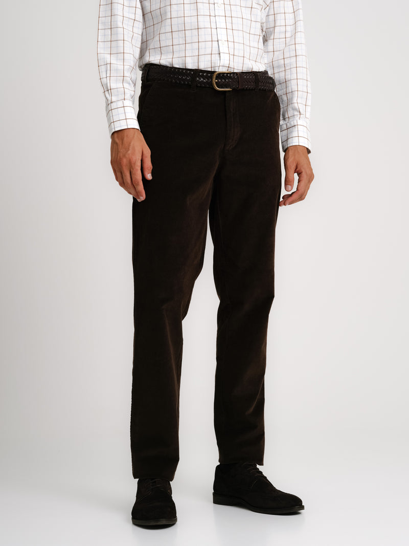 Regular Fit Brown Bombazine Trousers