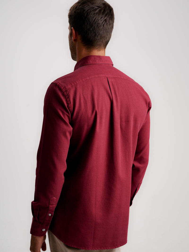 Camisa Regular Fit Estruturada Bordeaux