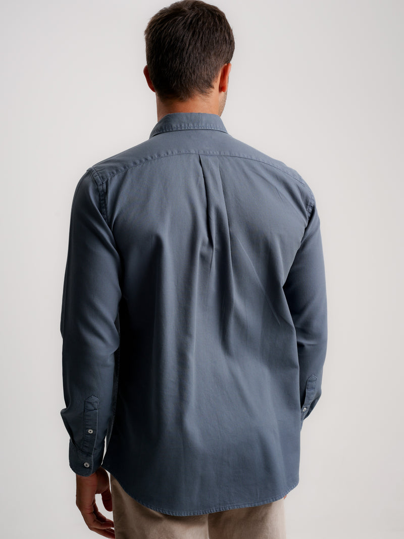 Camisa Regular Fit Estructurada Azul