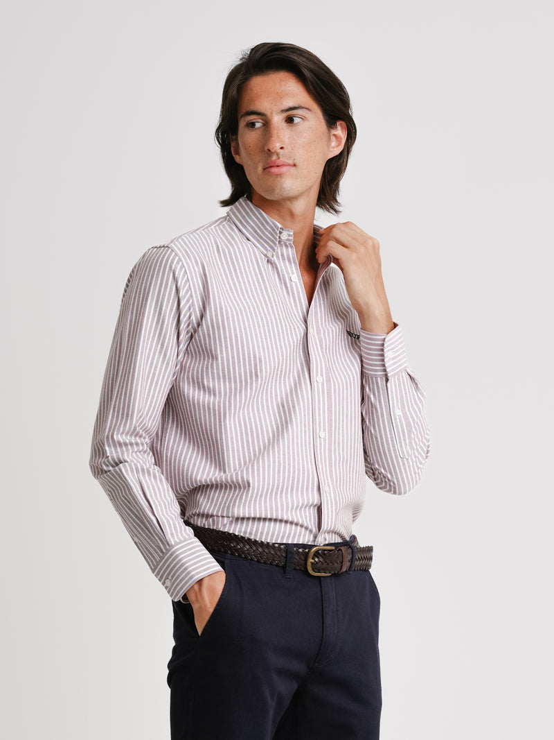 Chemise Oxford marron coupe classique