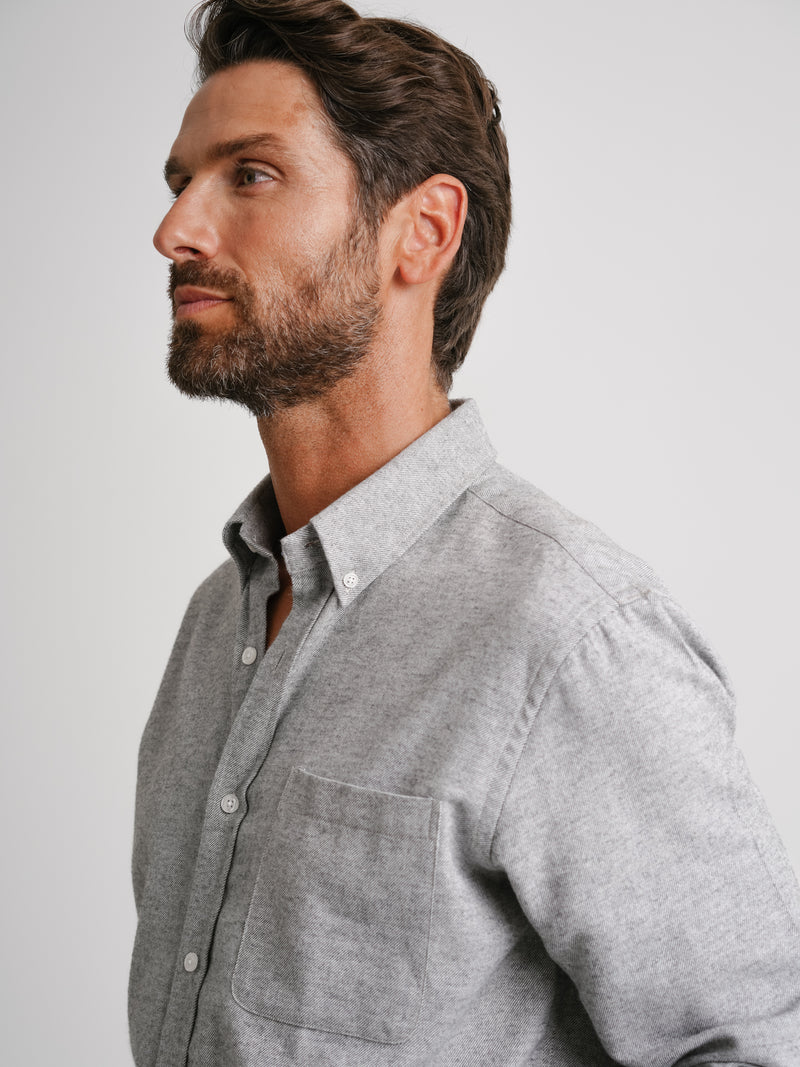 Regular Fit Grey Flannel Shirt