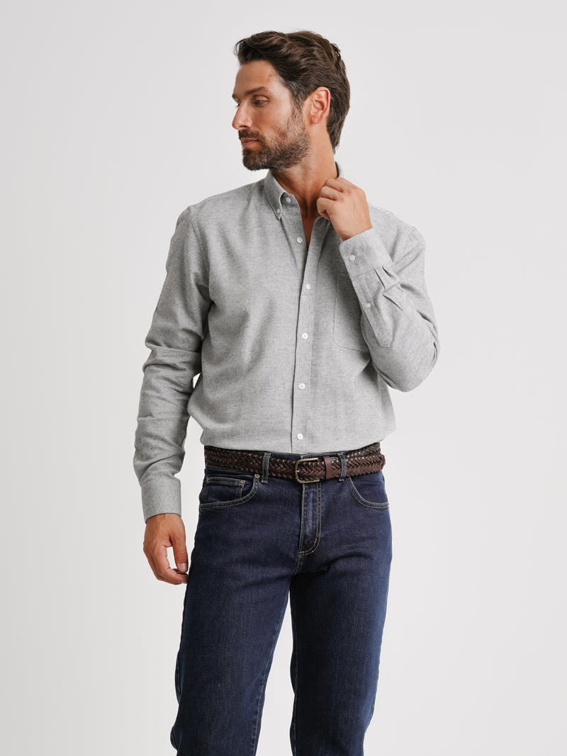 Regular Fit Grey Flannel Shirt