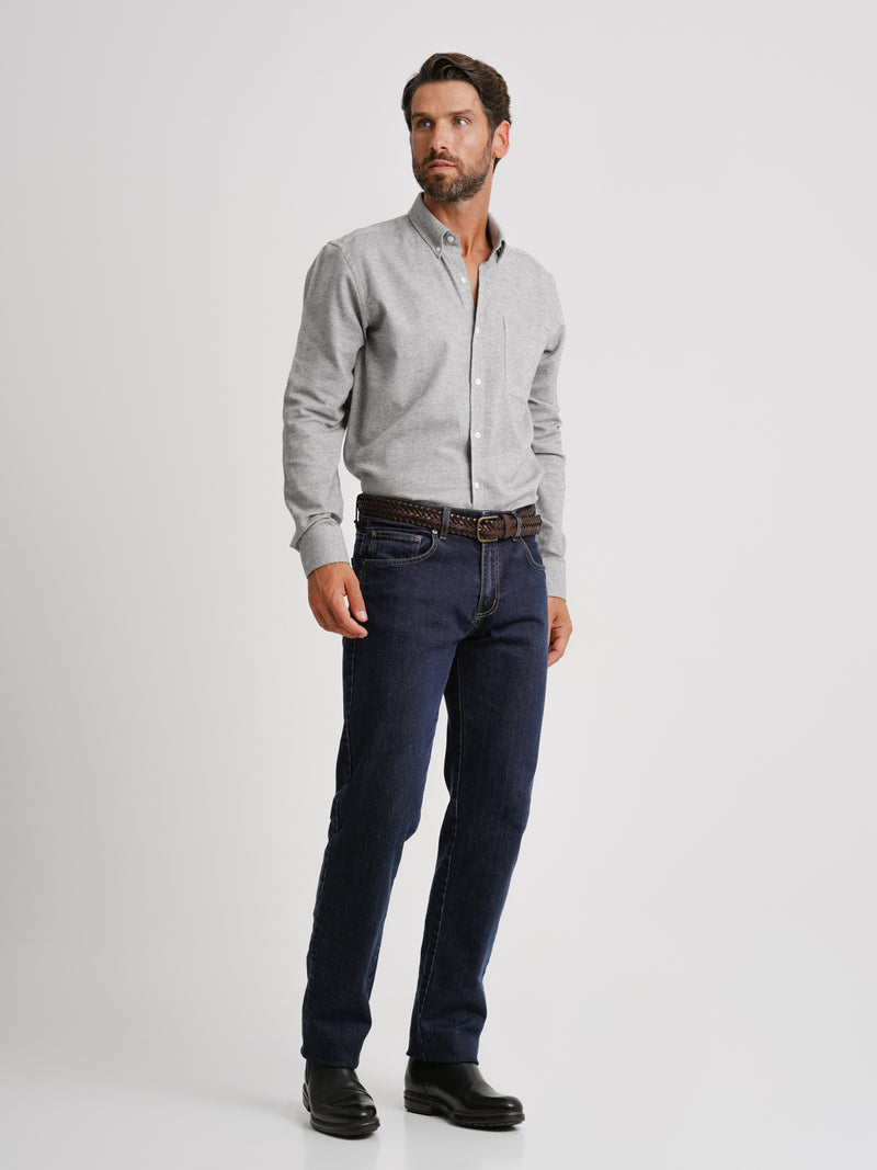 Regular Fit Grey Flannel Shirt