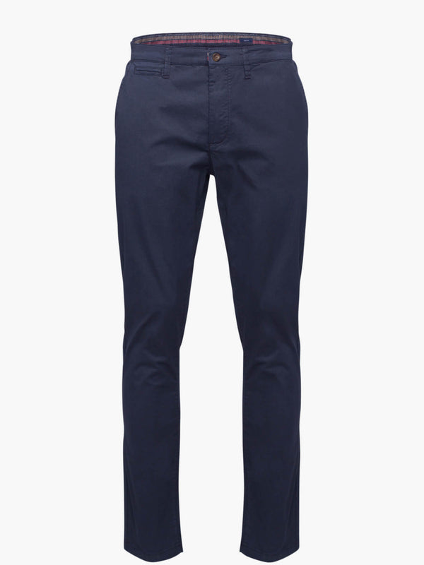 Slim fit dark blue cotton chino pants