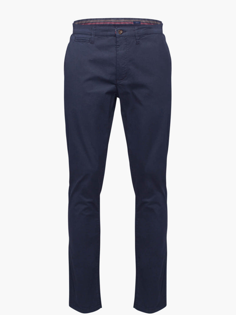 Slim fit dark blue cotton chino pants