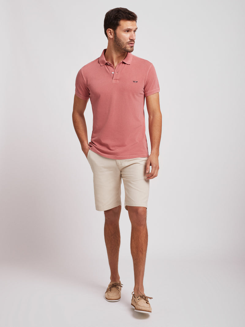 Polo slim fit pink short sleeve 100% cotton