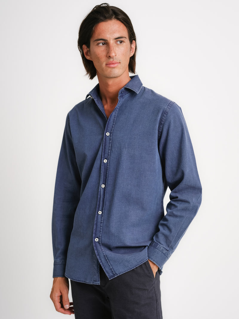 Blue Tailored fit structured shirt