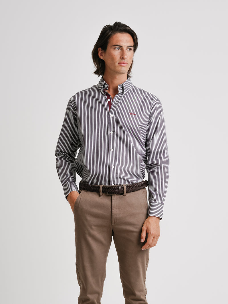 Camisa Regular Fit Twill Cinzenta