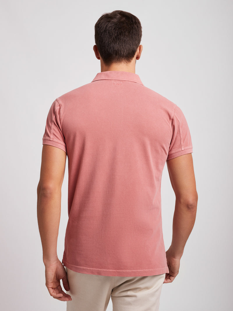Polo slim fit rosa manga curta 100% algodão