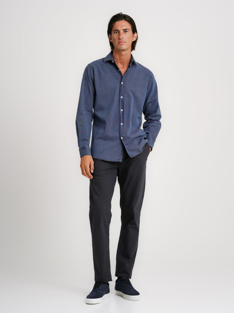 Blue Tailored fit structured shirt