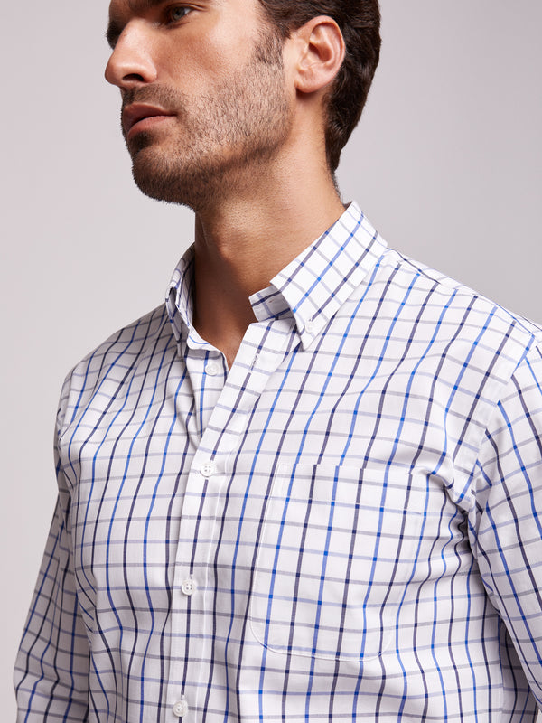 Blue and white cotton Oxford shirt regular fit