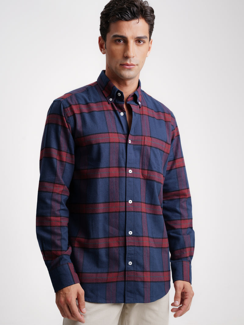 Camisa Regular Fit Flanela Azul