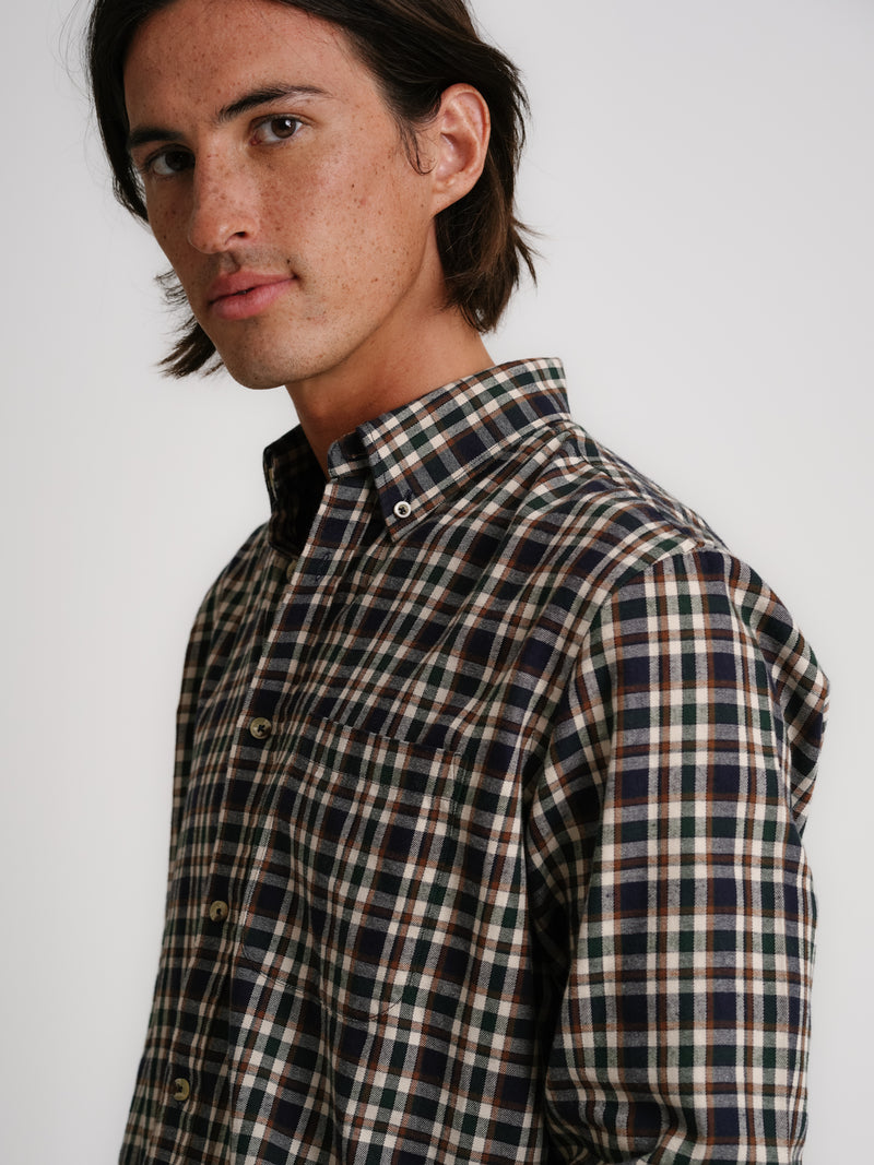 Camisa Regular Fit Franela Azul