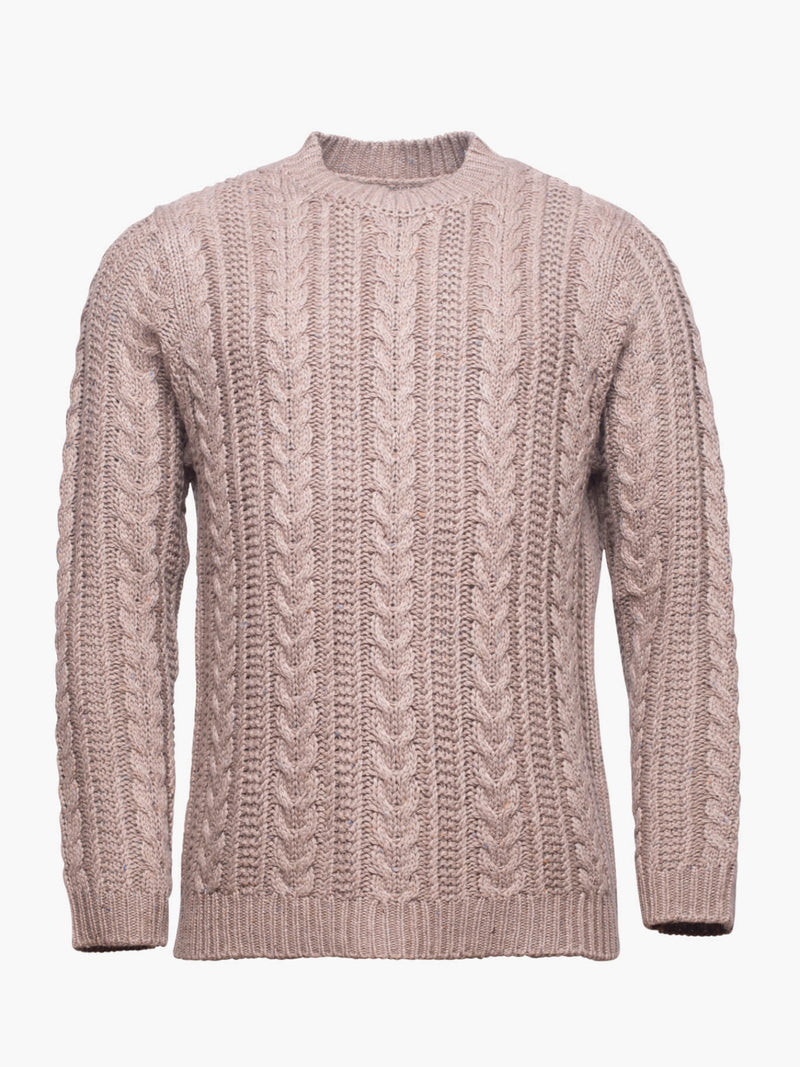 Merino beige wool-blend braided sweater