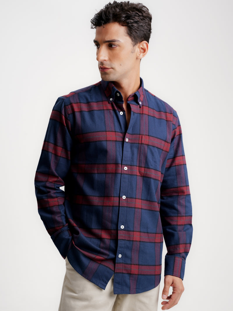 Camisa Regular Fit Flanela Azul