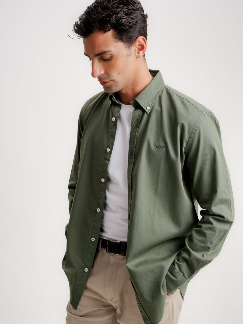 Camisa Regular Fit Estruturada Verde