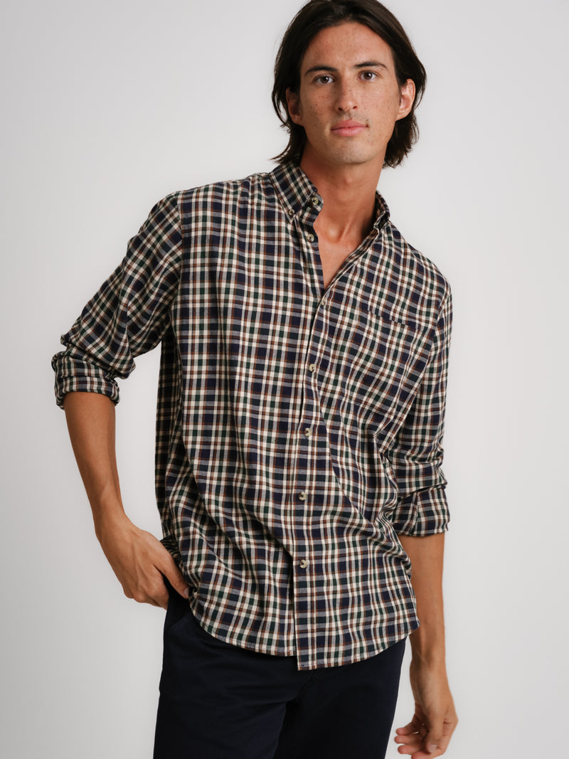 Camisa Regular Fit Franela Azul