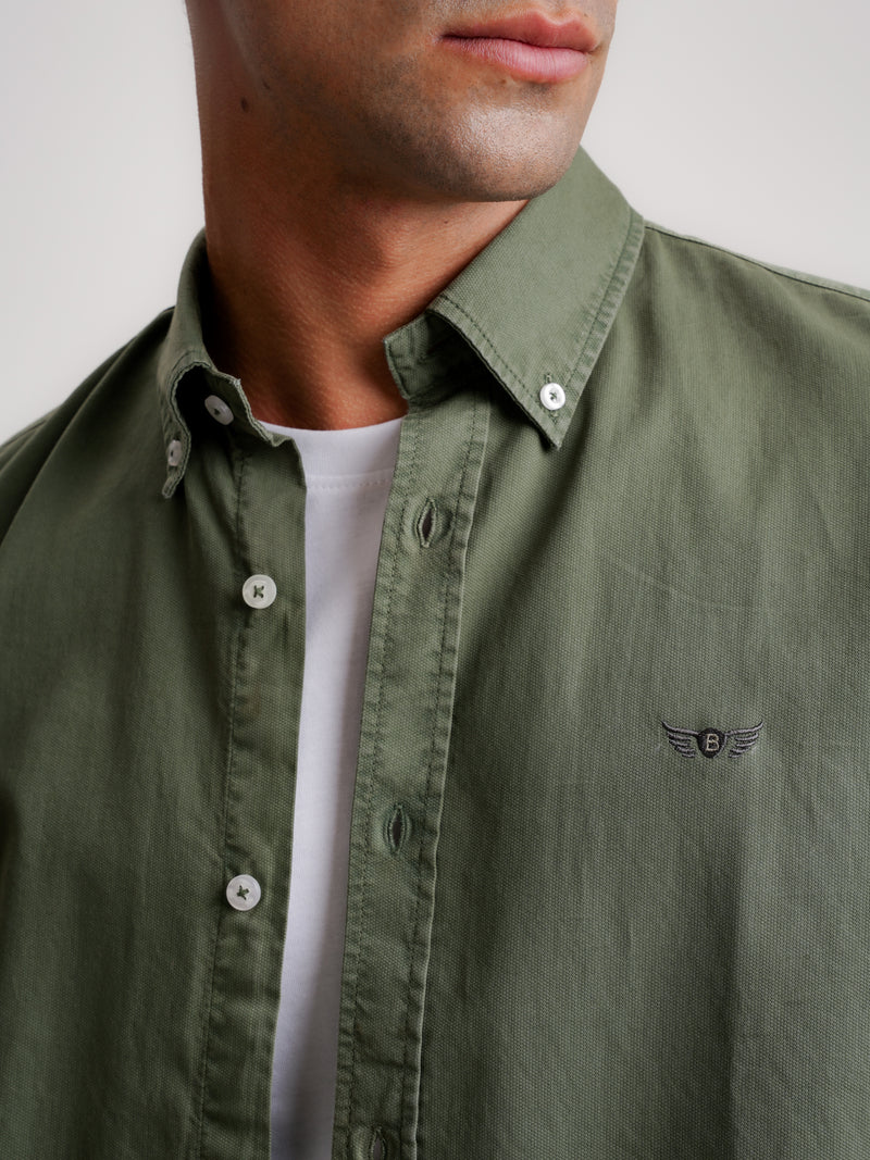 Camisa Regular Fit Estruturada Verde