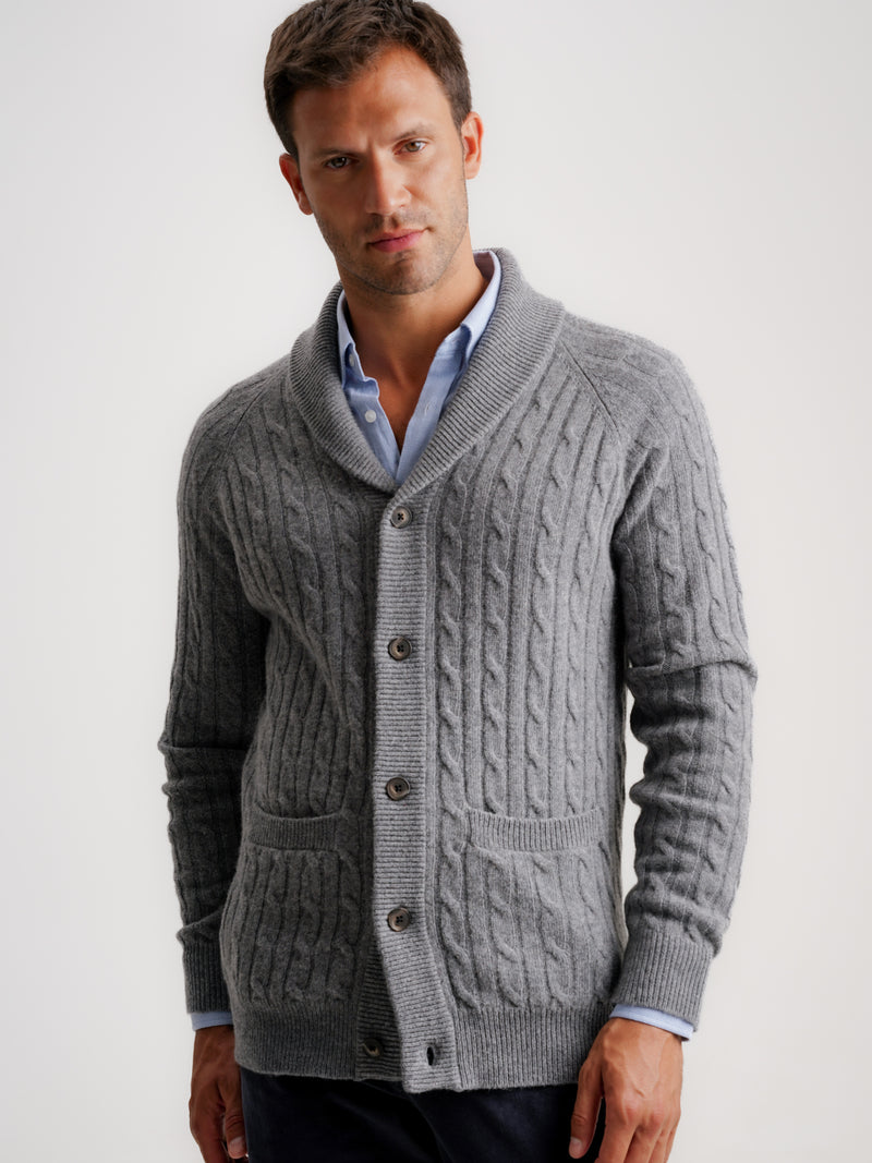 Gray Thick Wool Cardigan