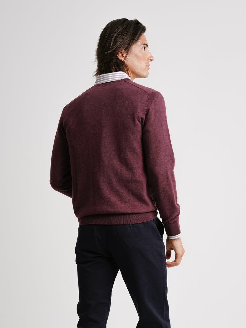 Pullover Lã Merino Fino Bordeaux