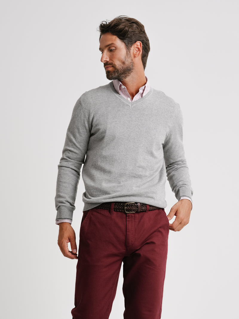 Grey Slim Cashmere Pullover