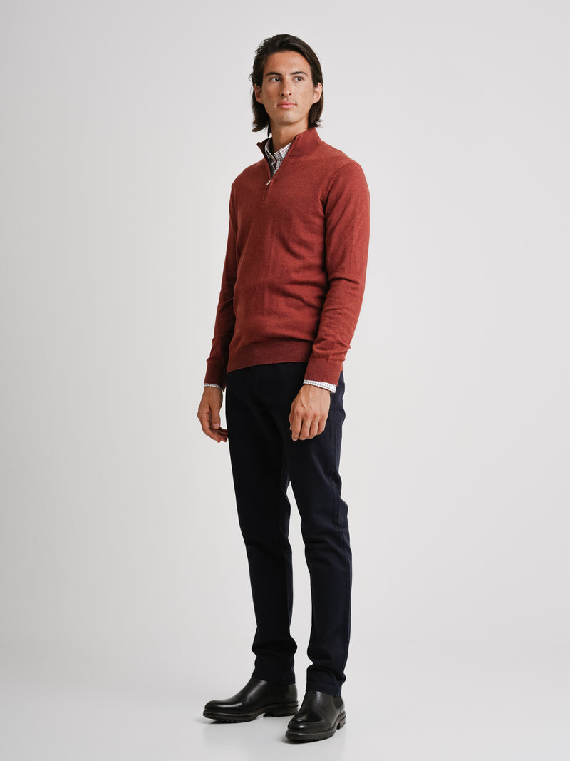 Orange Slim Merino Wool Pullover