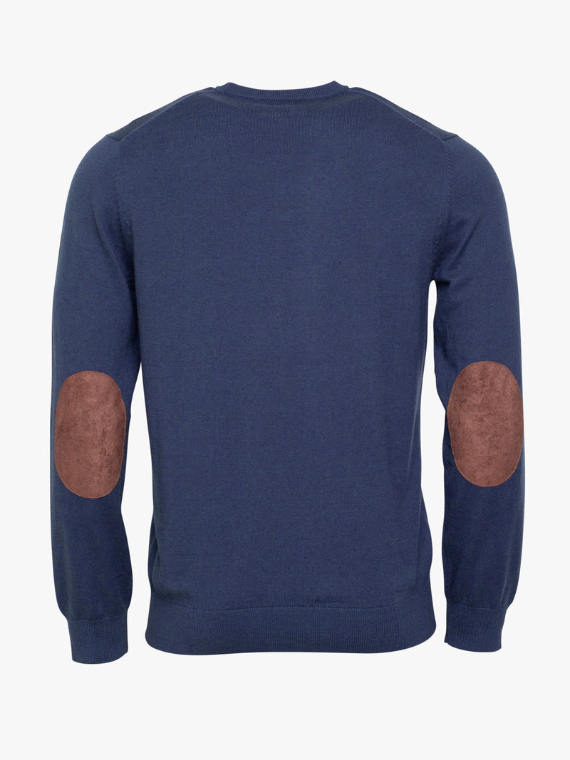 Merino Wool and Cotton Sweater with Round Neckline