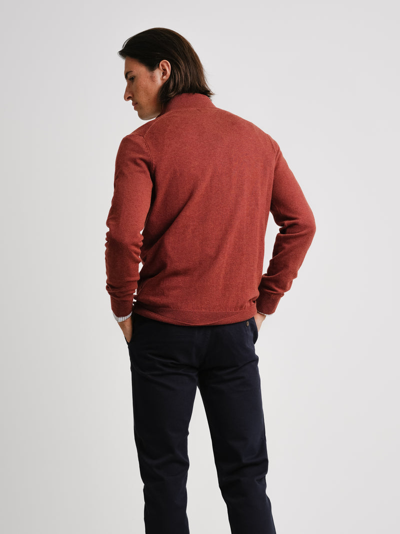 Orange Slim Merino Wool Pullover