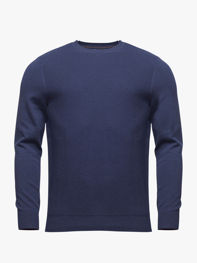 Camisola algodão e lã Merino azul escuro