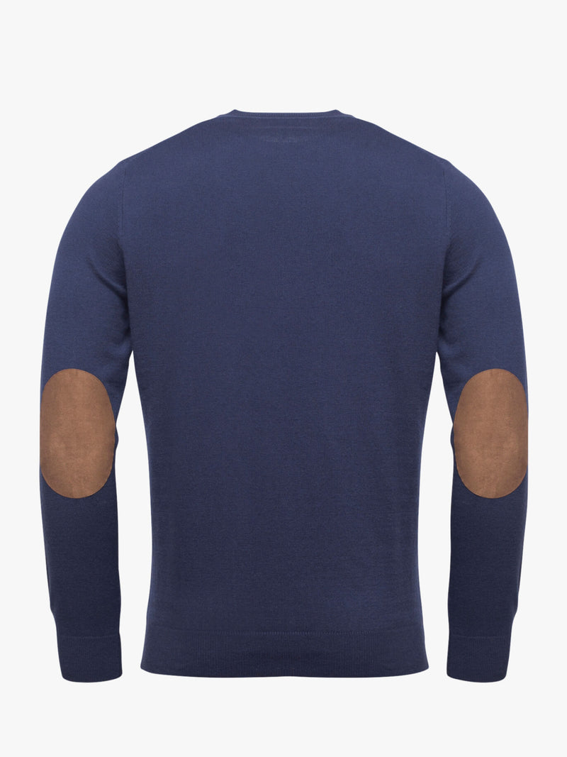 Camisola algodão e lã Merino azul escuro