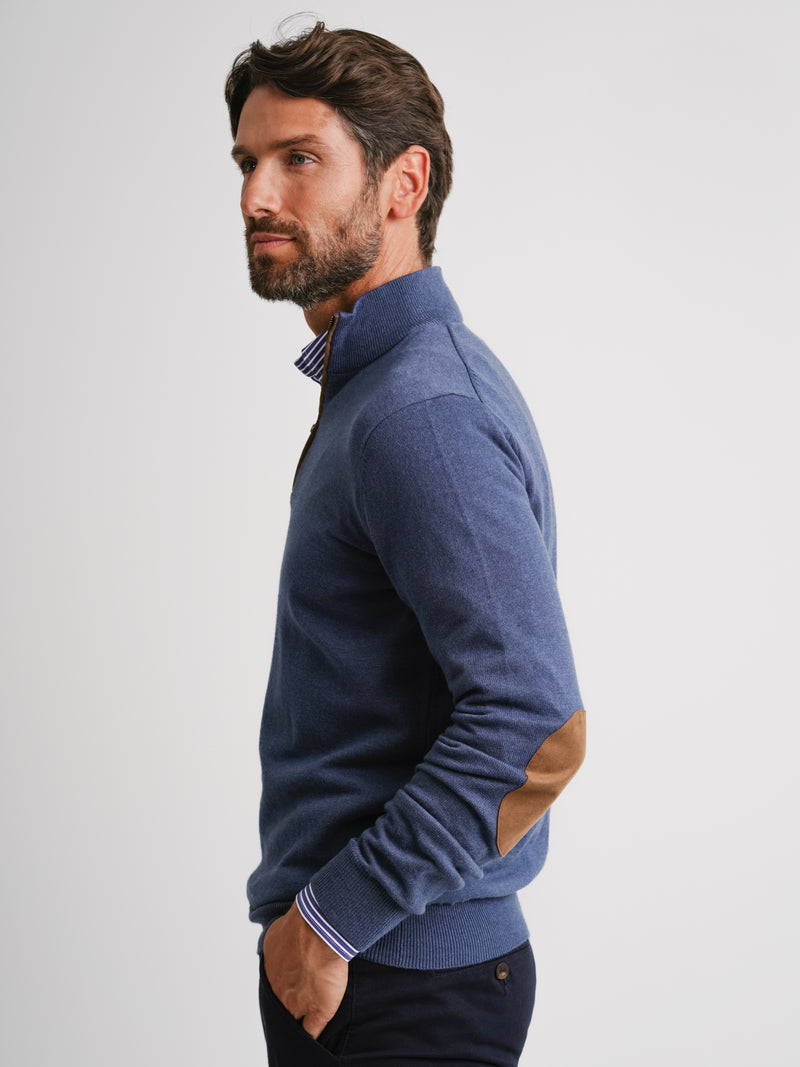 Pullover Lã Merino Fino Azul