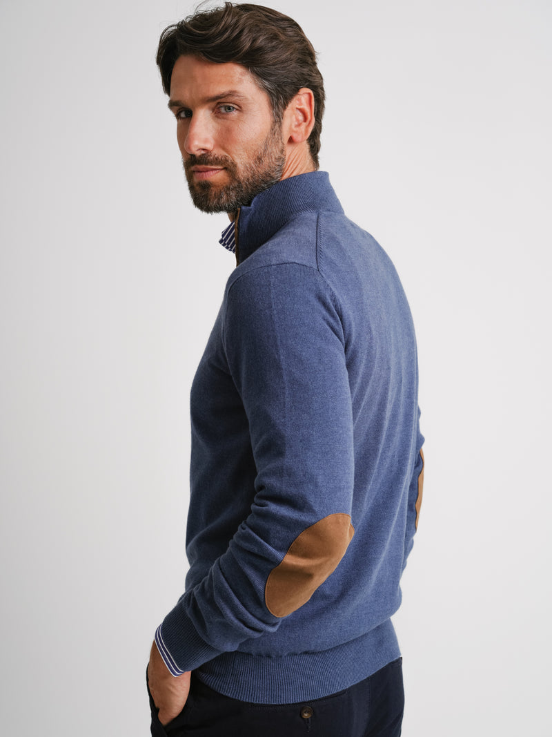 Pullover Lã Merino Fino Azul