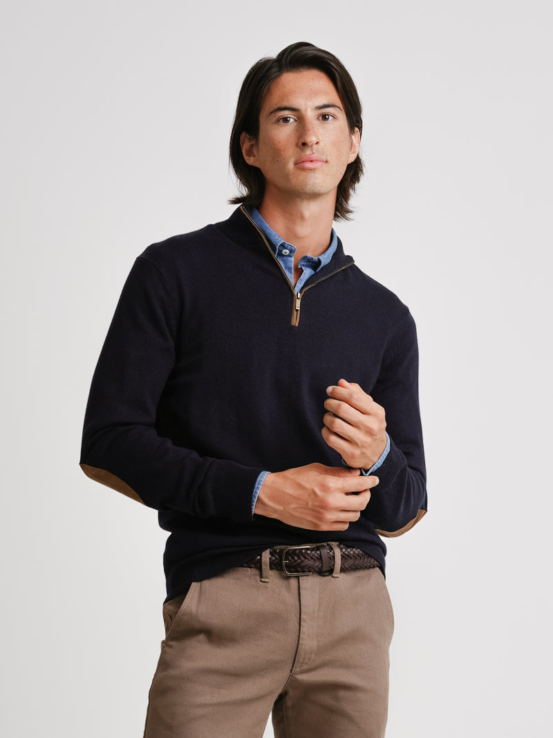 Blue Slim Merino Wool Pullover