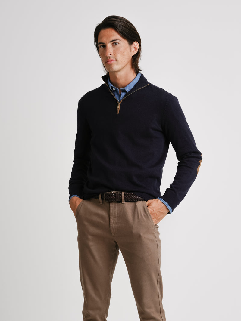 Blue Slim Merino Wool Pullover