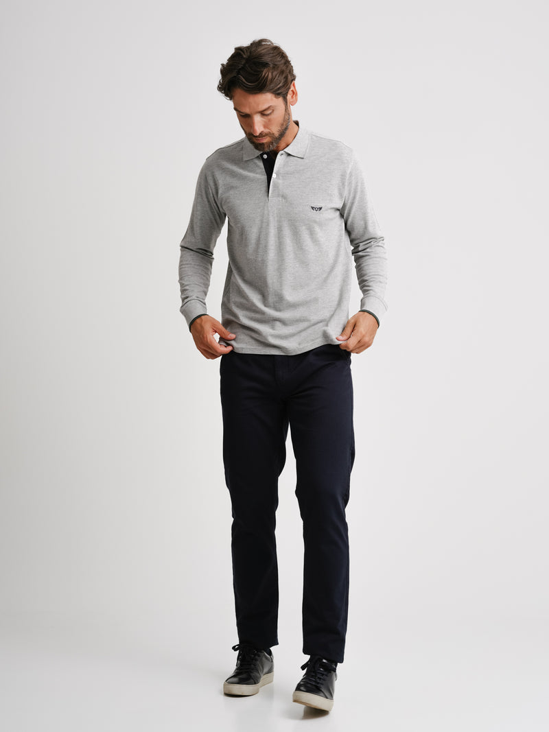 Regular Fit Polo Shirt Grey Long Sleeve