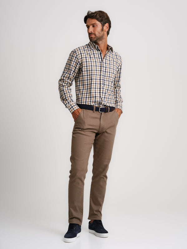 Chemise Beige En Flanelle Coupe Régulière