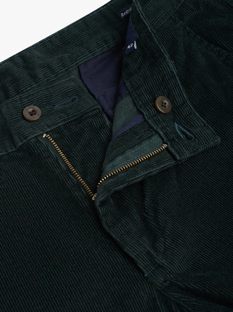 Regular Fit Green Bombazine Trousers