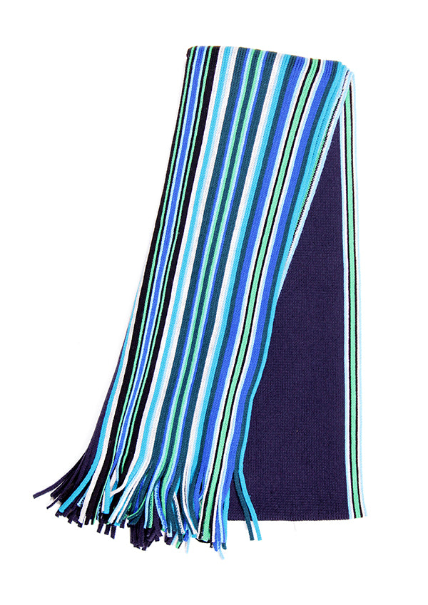 Foulard à fines rayures bleu foncé et vert