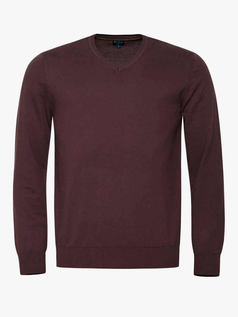 Pullover Lã Merino Fino Bordeaux