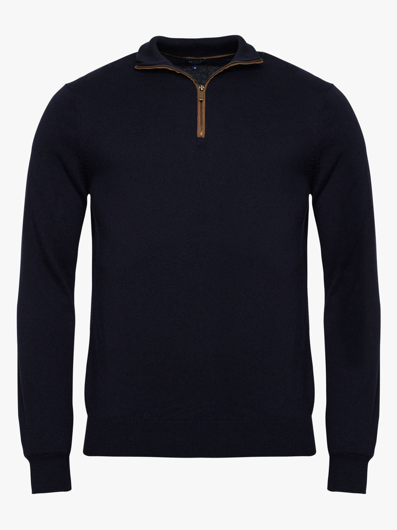 Blue Slim Merino Wool Pullover